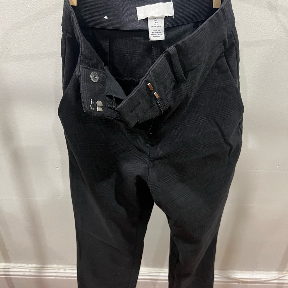Gray plaid slacks